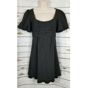 Nanette Lepore Gray Flannel Striped Dress 4 Ruched